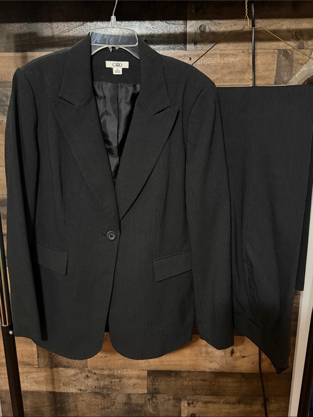 Cato Black Pinstripe Two-Piece Blazer and Pants
